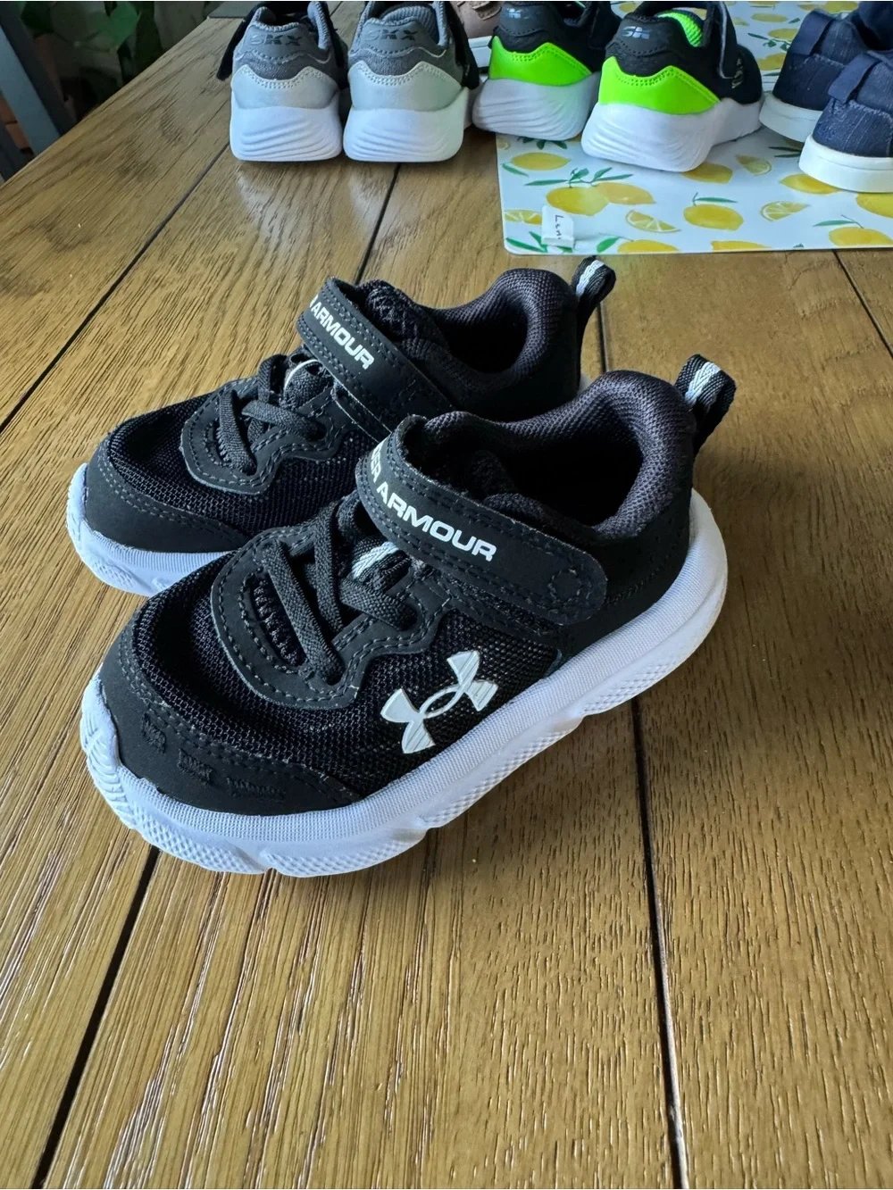 Under Armour Baby Toddler Black and White Velcro Sneakers